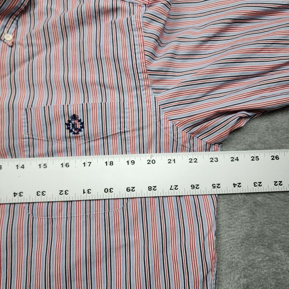 Lauren Ralph Lauren Mens 15.5 32 33 Red Blue Stripe Shirt Button Down Cotton - Picture 8 of 9